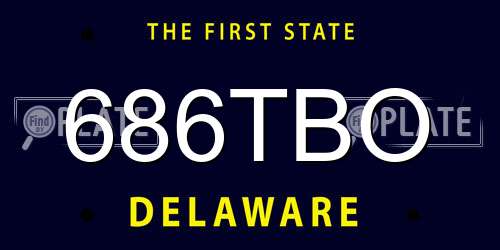 686TBO Delaware License Plate