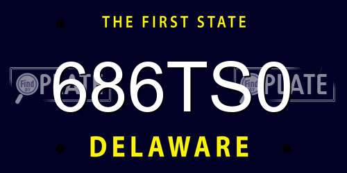 686TS0 Delaware License Plate