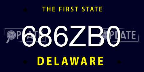 686ZB0 Delaware License Plate