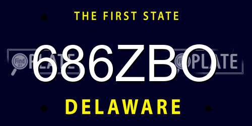 686ZBO Delaware License Plate