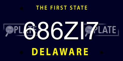 686ZI7 Delaware License Plate
