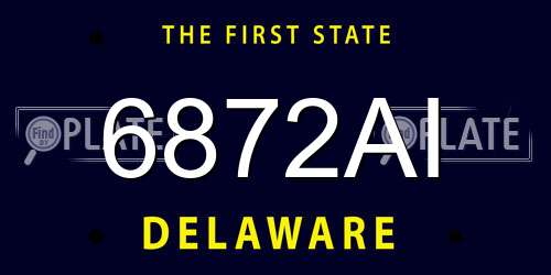 6872AI Delaware License Plate