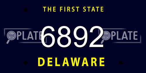 6892 Delaware License Plate