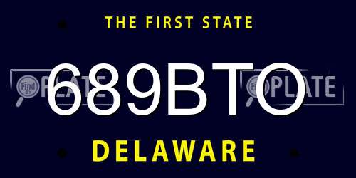 689BTO Delaware License Plate