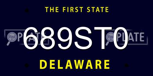 689ST0 Delaware License Plate