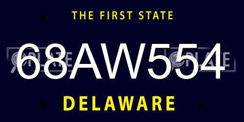 68AW554 Delaware License Plate