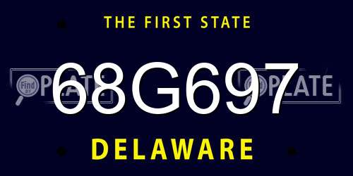 68G697 Delaware License Plate