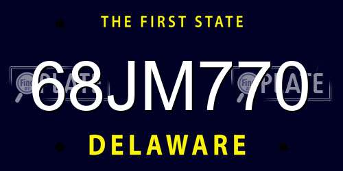 68JM770 Delaware License Plate