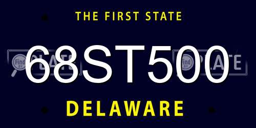 68ST500 Delaware License Plate
