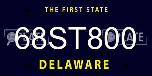 68ST800 Delaware License Plate