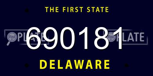 690181 Delaware License Plate