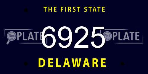 6925 Delaware License Plate
