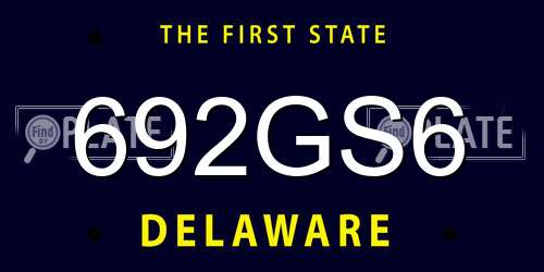 692GS6 Delaware License Plate