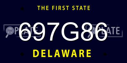 697G86 Delaware License Plate