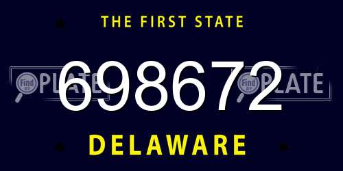698672 Delaware License Plate