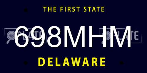 698MHM Delaware License Plate