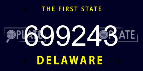 699243 Delaware License Plate