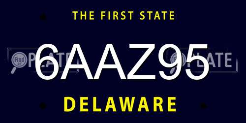 6AAZ95 Delaware License Plate