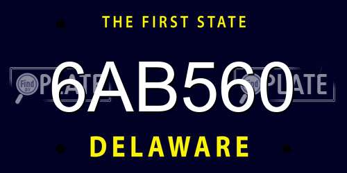 6AB560 Delaware License Plate