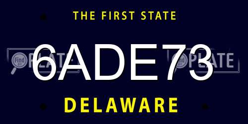 6ADE73 Delaware License Plate