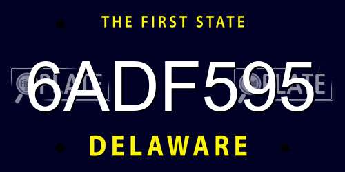6ADF595 Delaware License Plate
