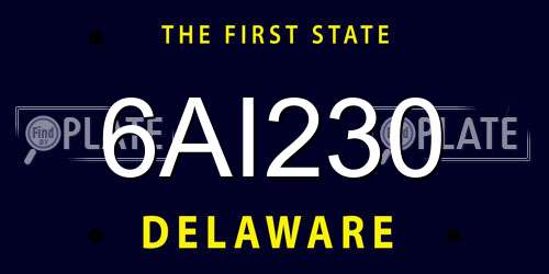 6AI230 Delaware License Plate