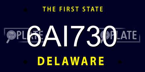 6AI730 Delaware License Plate