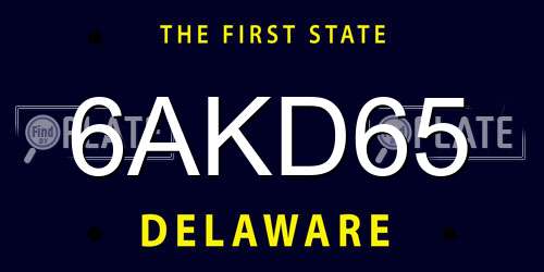 6AKD65 Delaware License Plate