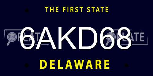 6AKD68 Delaware License Plate