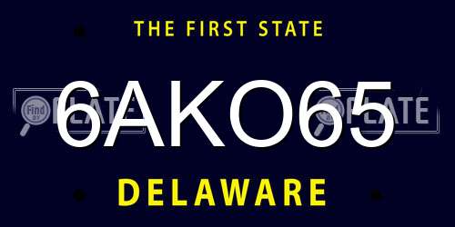 6AKO65 Delaware License Plate