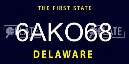6AKO68 Delaware License Plate