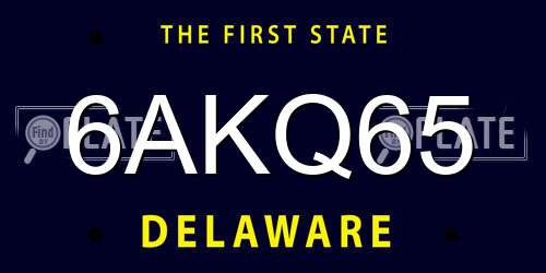 6AKQ65 Delaware License Plate