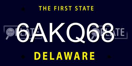 6AKQ68 Delaware License Plate