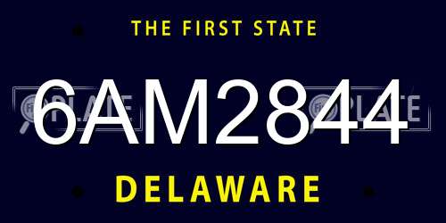 6AM2844 Delaware License Plate