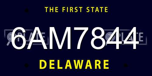 6AM7844 Delaware License Plate