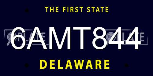 6AMT844 Delaware License Plate