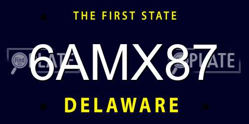 6AMX87 Delaware License Plate