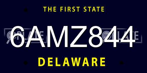 6AMZ844 Delaware License Plate