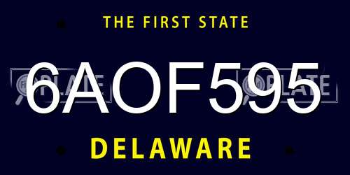 6AOF595 Delaware License Plate
