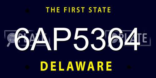 6AP5364 Delaware License Plate