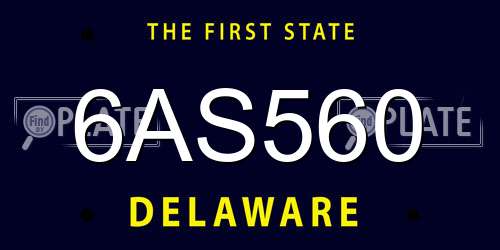 6AS560 Delaware License Plate