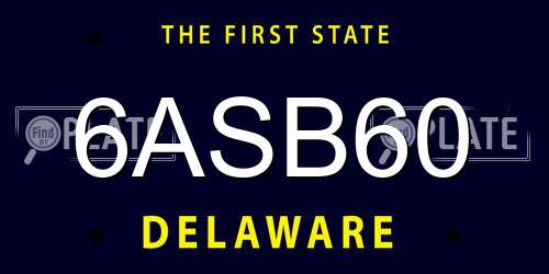 6ASB60 Delaware License Plate
