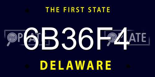 6B36F4 Delaware License Plate