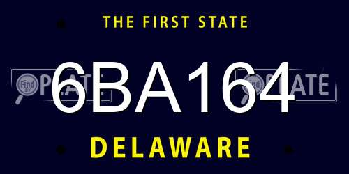 6BA164 Delaware License Plate