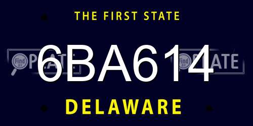 6BA614 Delaware License Plate