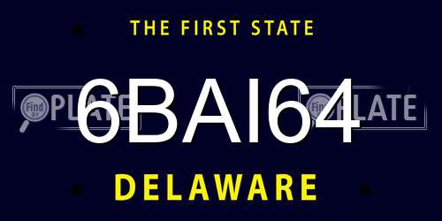 6BAI64 Delaware License Plate