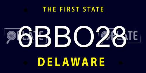 6BBO28 Delaware License Plate