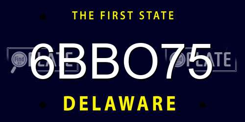 6BBO75 Delaware License Plate