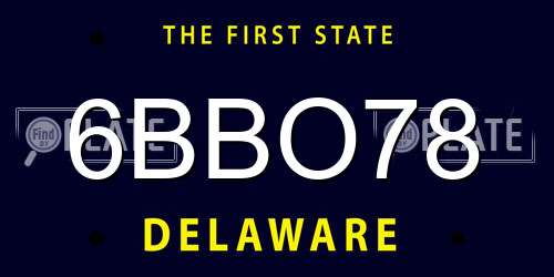 6BBO78 Delaware License Plate
