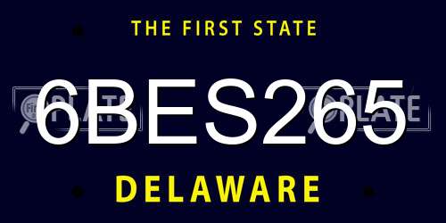 6BES265 Delaware License Plate